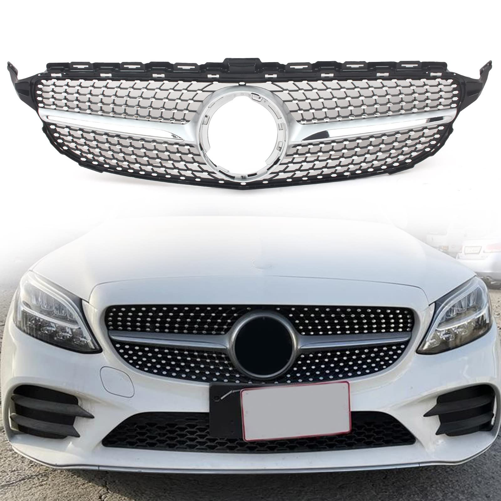 FINMOKAL Front Diamond Grille Schwarz Passend für Mercedes Benz W205 C-Klasse 2019-2021 FINMOKAL Front Diamond Grille Schwarz Passend für Mercedes Benz W205 C-Klasse 2019-2021 von FINMOKAL
