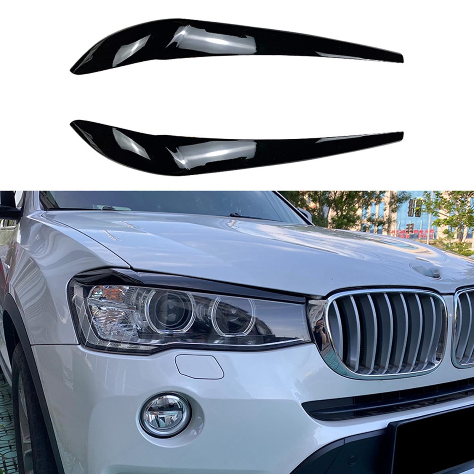 FINMOKAL Front Scheinwerfer Augenbraue Augenlid Abdeckung Glanz Schwarz Für BMW X3 F25 X4 F26 2014-2017 FINMOKAL Front Scheinwerfer Augenbraue Augenlid Abdeckung Glanz Schwarz Für BMW X3 F25 X4 F26 2014-2017 von FINMOKAL