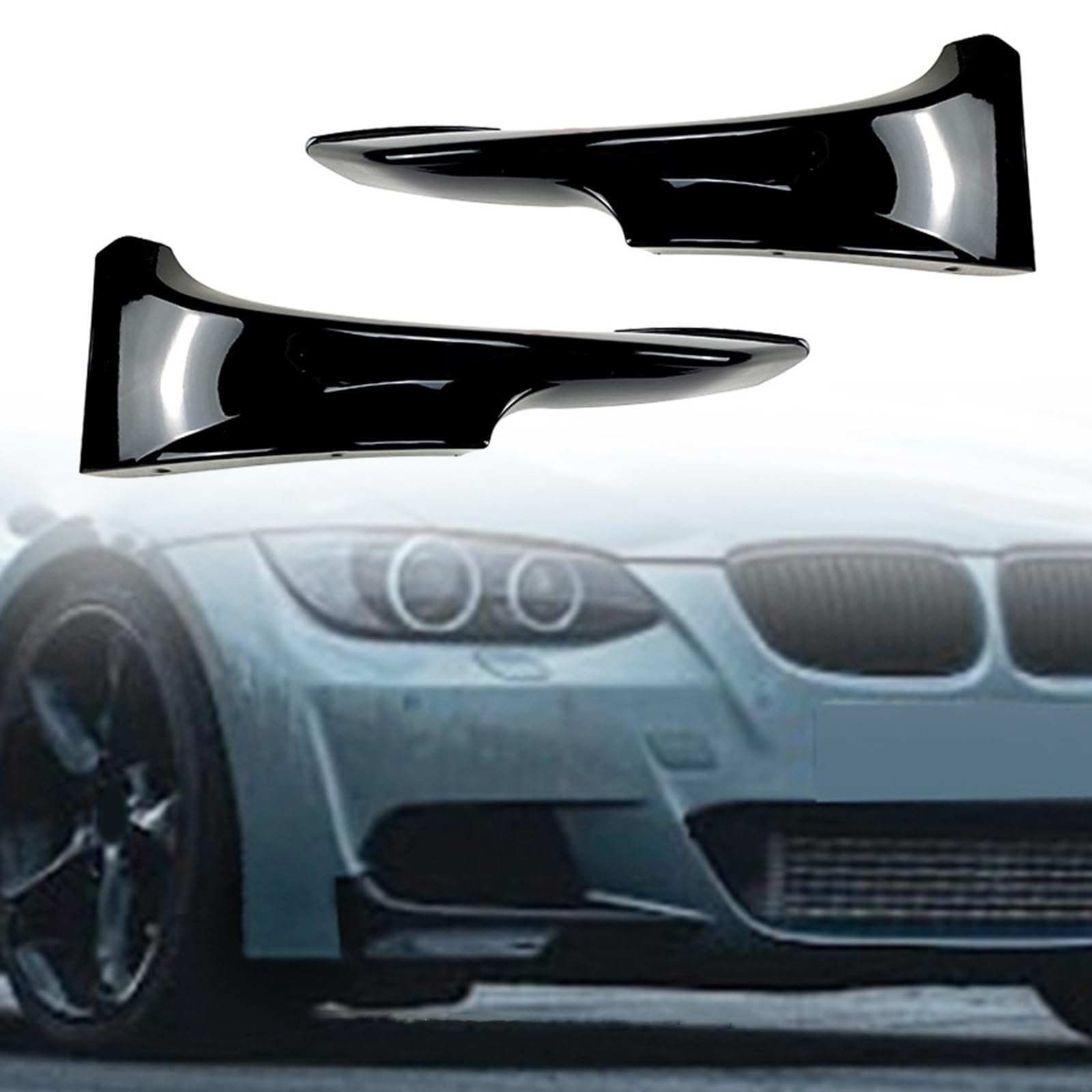 FINMOKAL Frontstoßstange Lippe Splitter Spoiler Eckabdeckung Trim Kompatibel mit BMW 3er E92 E93 M-Tech 325i 328i 330i Frühphase 2006-2009 (Schwarz) von FINMOKAL