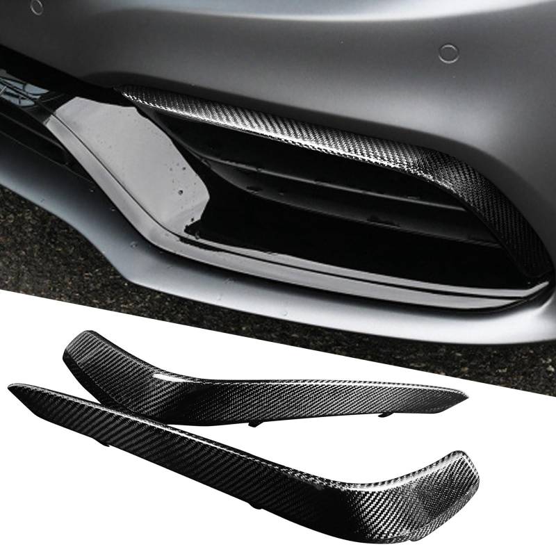 FINMOKAL Frontstoßstange Splitter Canard Lüftungsgitter Abdeckung Lüftungsschlitz Spoiler Splitter Canard Einsatz Abdeckung Trim Kohlefaser Muster passend für Mercedes Benz W205 C205 C63 AMG 4-Türer von FINMOKAL