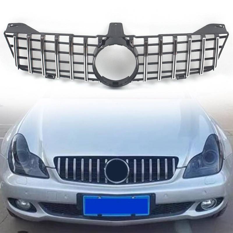 FINMOKAL Frontstoßstangengitter GT-Stil, kompatibel mit Benz CLS-Klasse W219 C219 CLS350 CLS500 CLS600 2008 2009-2010 (Chrom + Schwarz) von FINMOKAL