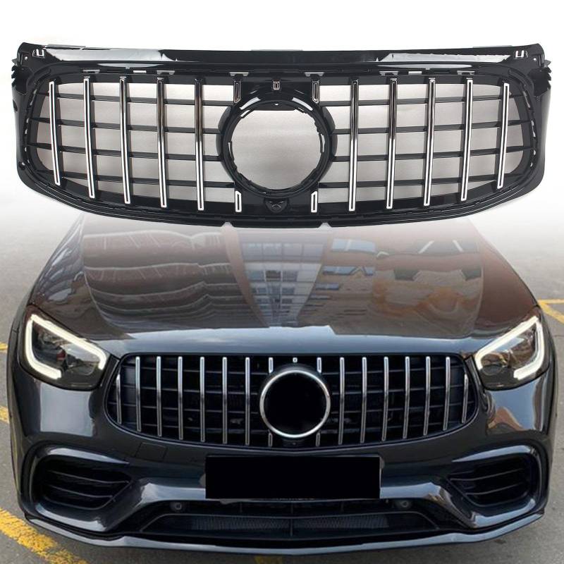 FINMOKAL Frontstoßstangengitter im GT-Stil, kompatibel mit Benz GLB-Klasse X247 Sport 2020–2022+ (Schwarz + Chrom) von FINMOKAL