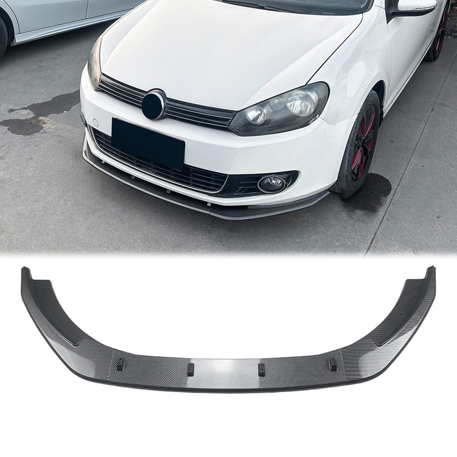 FINMOKAL Frontstoßstangenlippe Unterspoiler-Splitter-Set, kompatibel mit VW Golf 6 MK6 2008–2012 2009, Kohlefaser-Muster FINMOKAL Frontstoßstangenlippe Unterspoiler-Splitter-Set, kompatibel mit VW Golf 6 MK6 2008–2012 2009, Kohlefaser-Muster von FINMOKAL