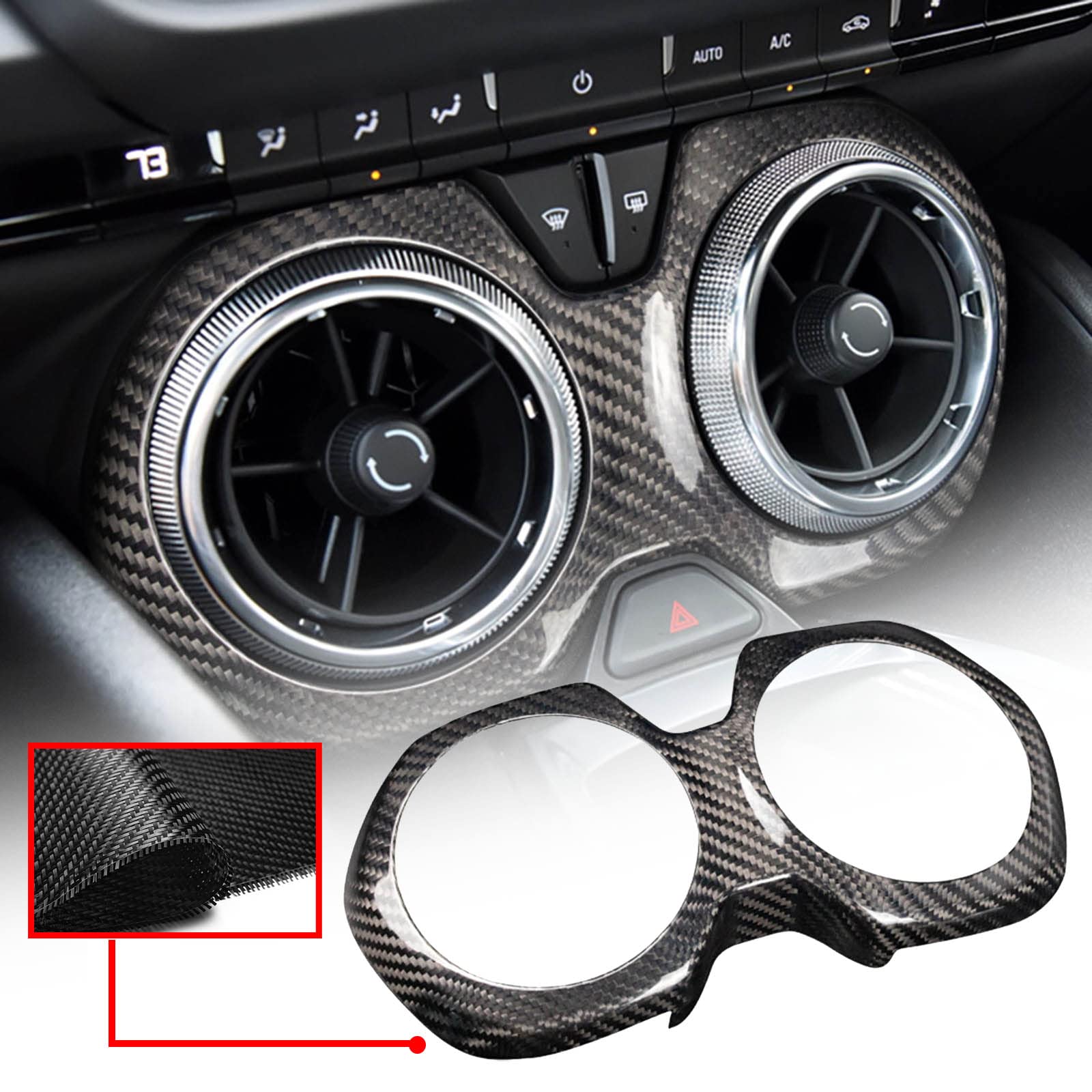 FINMOKAL Für 2016-2021 Chevrolet Camaro Carbon Center Center Air Vent Outlet Cover Trim von FINMOKAL