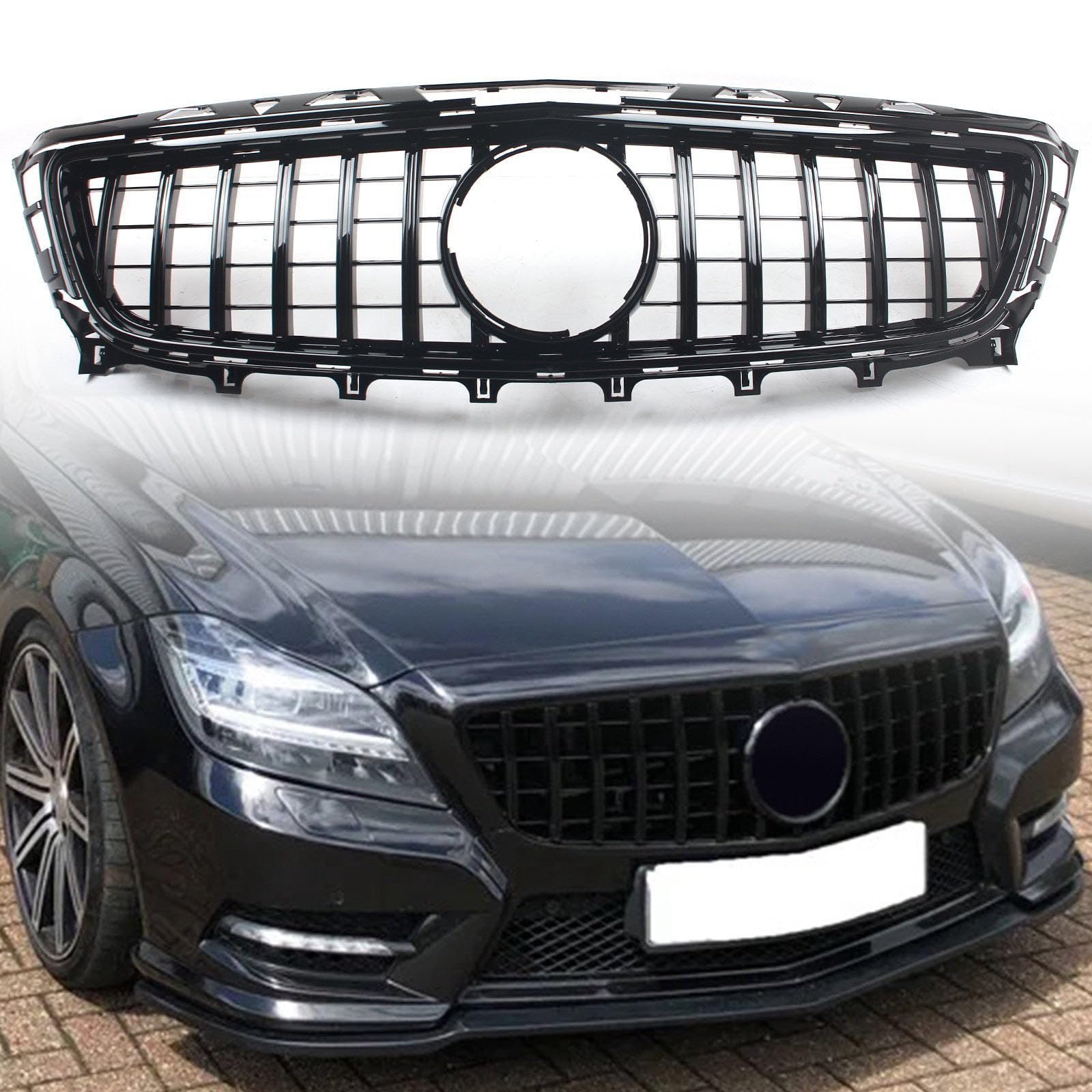 FINMOKAL GT Style Frontstoßstangengitter Kühlergrill Kompatibel mit Benz CLS Klasse W218 2011 2012 2013-2014 (Schwarz) von FINMOKAL
