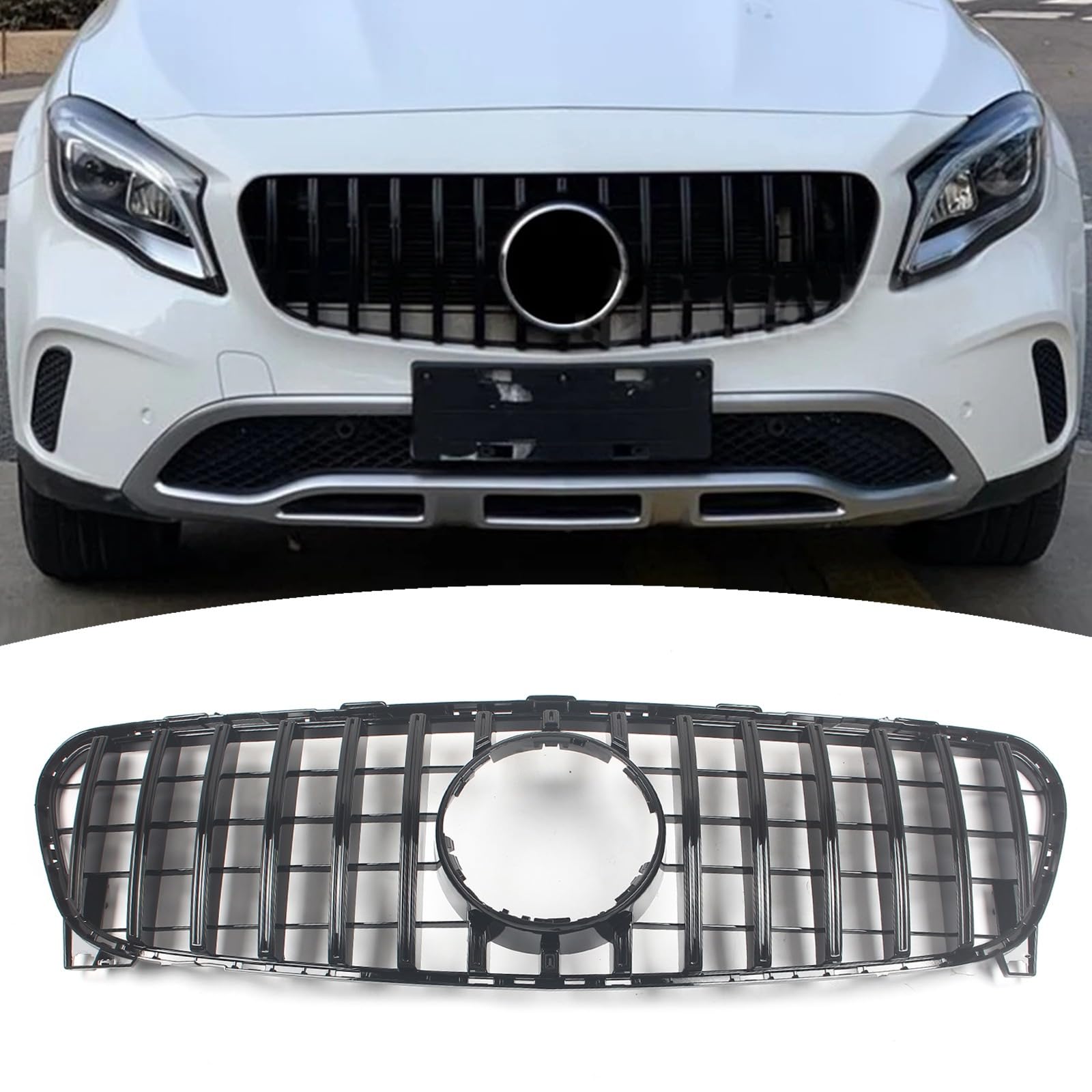 FINMOKAL GT Style Frontstoßstangengitter kompatibel mit Benz GLA Klasse X156 GLA180 GLA200/250 2017 2018-2019 (Schwarz) von FINMOKAL