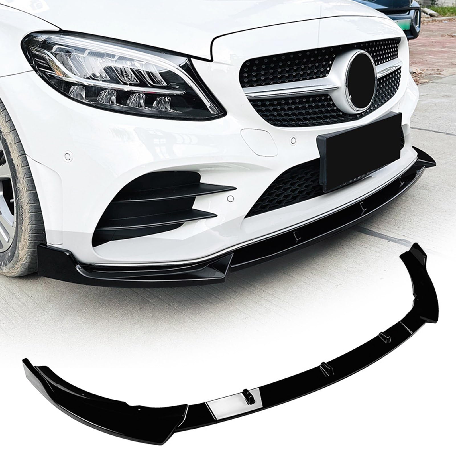 FINMOKAL Glänzend Schwarz Frontstoßstange Lippe Air Dam Chin Spoiler Kompatibel mit Benz C Klasse W205 C205 S205 2019 2020-2021 AMG Sport FINMOKAL Glänzend Schwarz Frontstoßstange Lippe Air Dam Chin Spoiler Kompatibel mit Benz C Klasse W205 C205 S205 2019 2020-2021 AMG Sport von FINMOKAL