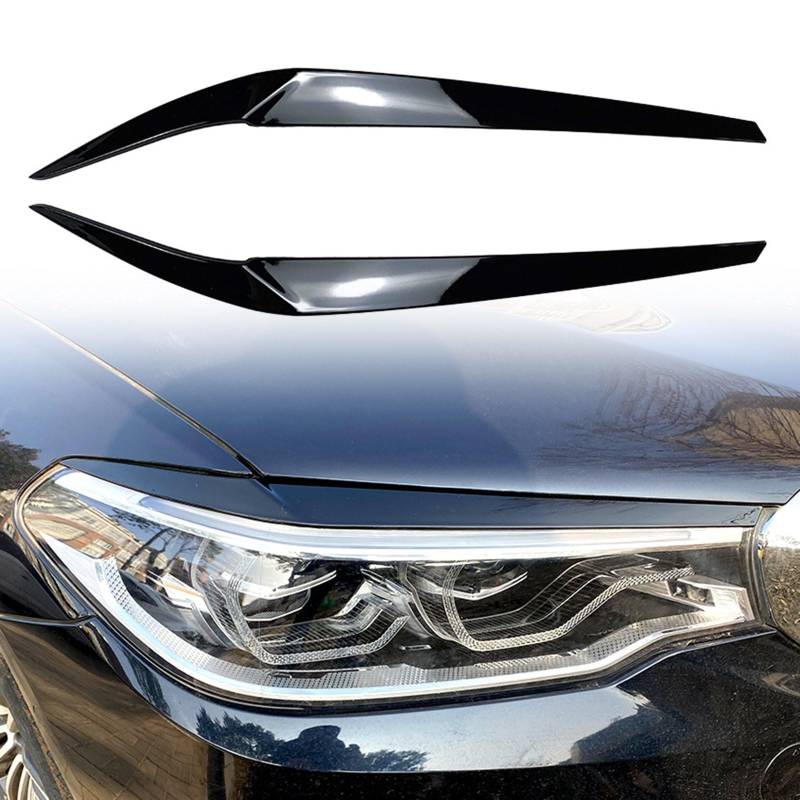 FINMOKAL Glanz Schwarz Scheinwerfer Augenbraue Augenlid Abdeckung Trim Für BMW 5 Series G30 G31 G38 F90 von FINMOKAL