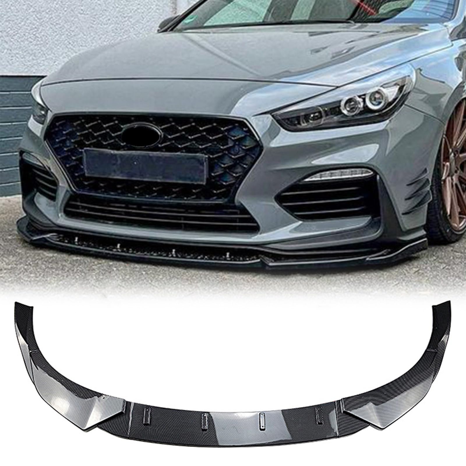 FINMOKAL Karbonfaser-Optik, Frontstoßstangenlippe, Spoiler, kompatibel mit Hyundai I30N MK3 Schrägheck 2017 2018–2019 FINMOKAL Karbonfaser-Optik, Frontstoßstangenlippe, Spoiler, kompatibel mit Hyundai I30N MK3 Schrägheck 2017 2018–2019 von FINMOKAL