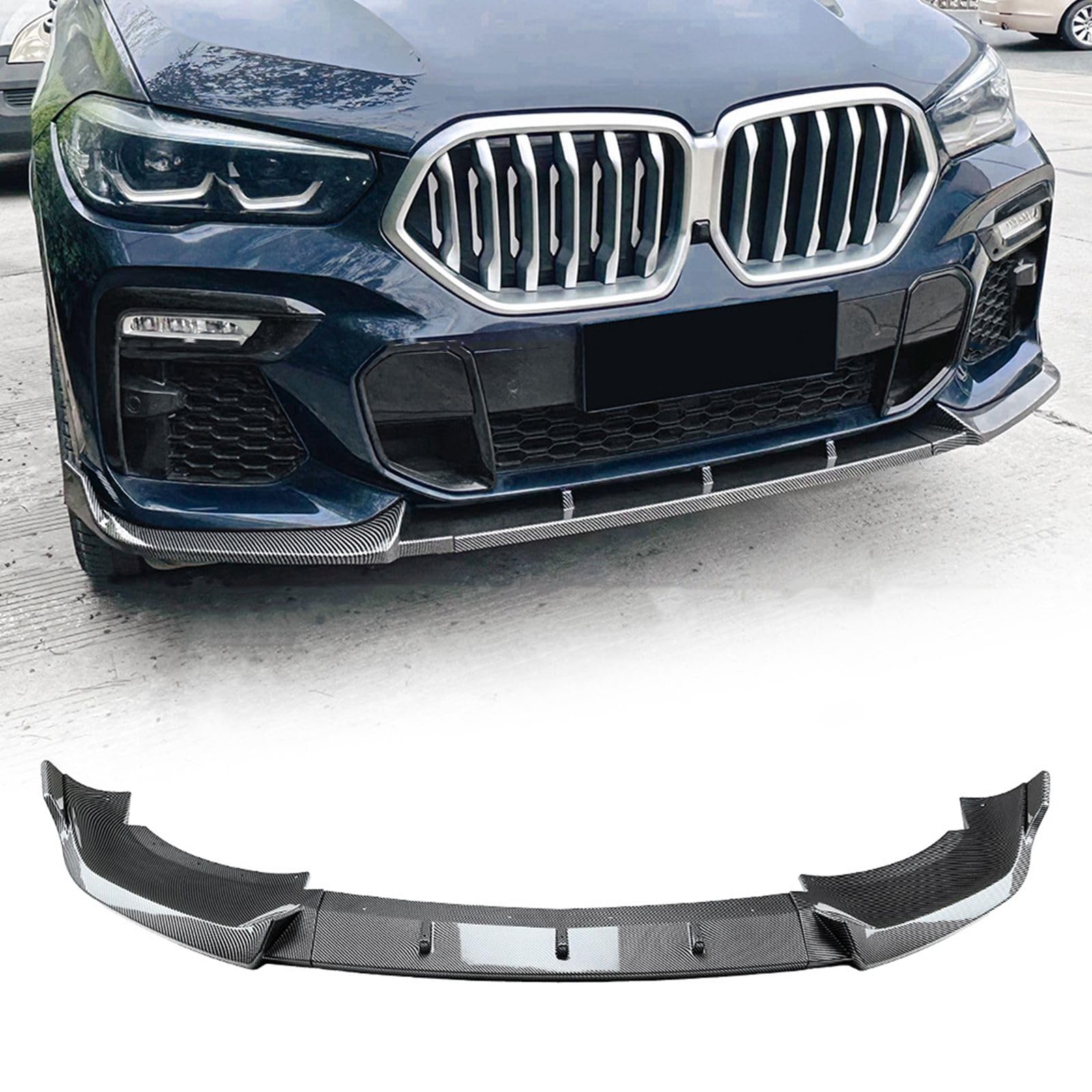 FINMOKAL Karbonfaser-Optik Frontstoßstange Lippe Splitter Spoiler Unterer Schutz Kompatibel mit BMW X6 G06 M Sport 2019 2020-2023 FINMOKAL Karbonfaser-Optik Frontstoßstange Lippe Splitter Spoiler Unterer Schutz Kompatibel mit BMW X6 G06 M Sport 2019 2020-2023 von FINMOKAL