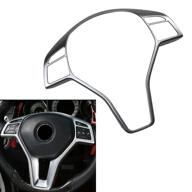 FINMOKAL Kompatibel mit Benz A B C E CLA GLA GLK CLS Klasse W212 W204 ABS Silber Lenkrad Rahmen Abdeckung Trim von FINMOKAL
