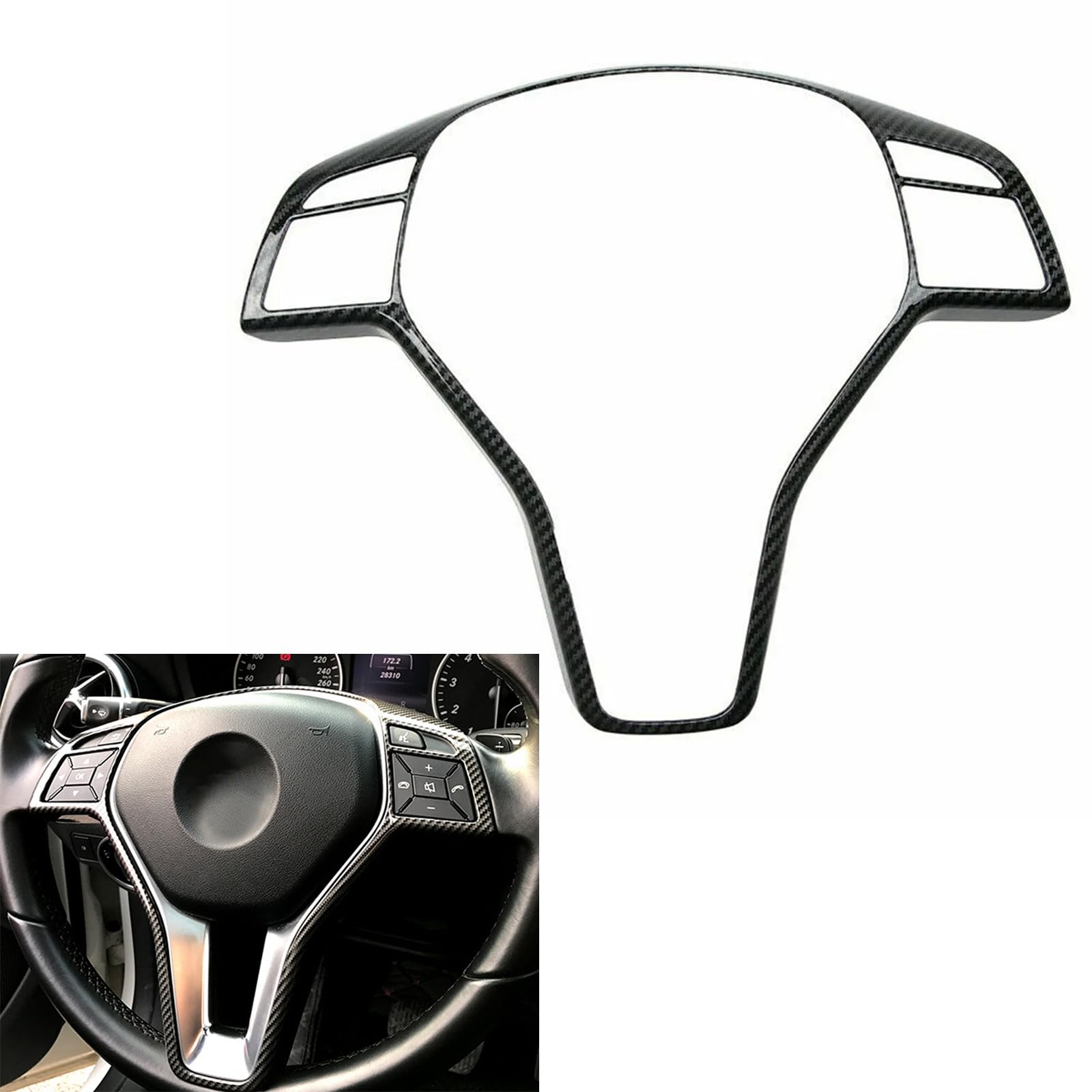 FINMOKAL Lenkrad-Rahmenabdeckung für Benz Klasse A B C E GLK W204 W212 W246 (Carbonfaser-Optik) von FINMOKAL