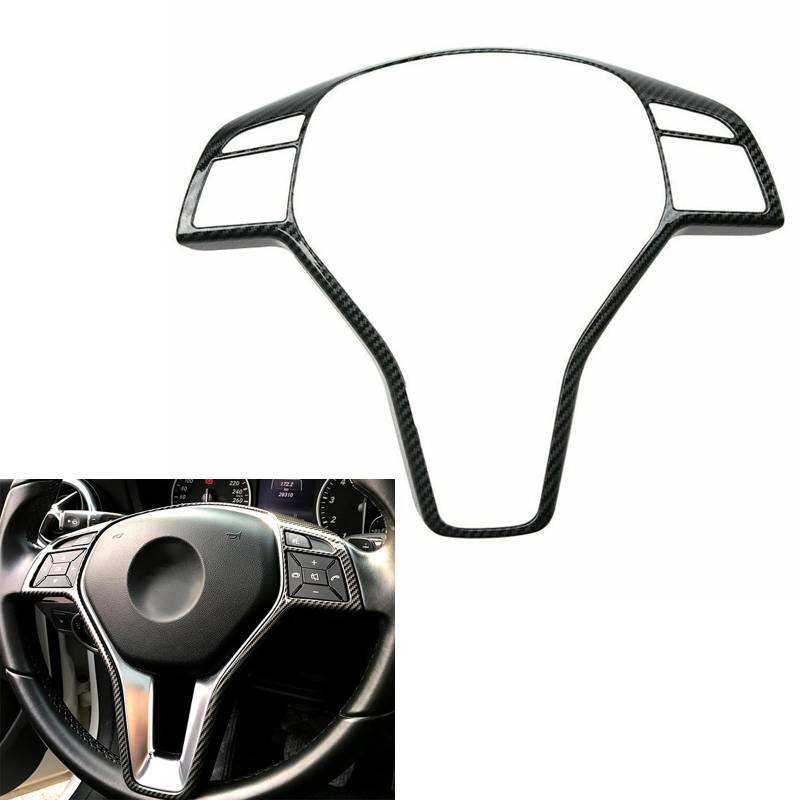 FINMOKAL Lenkrad-Rahmenabdeckung für Benz Klasse A B C E GLK W204 W212 W246 (Carbonfaser-Optik) von FINMOKAL