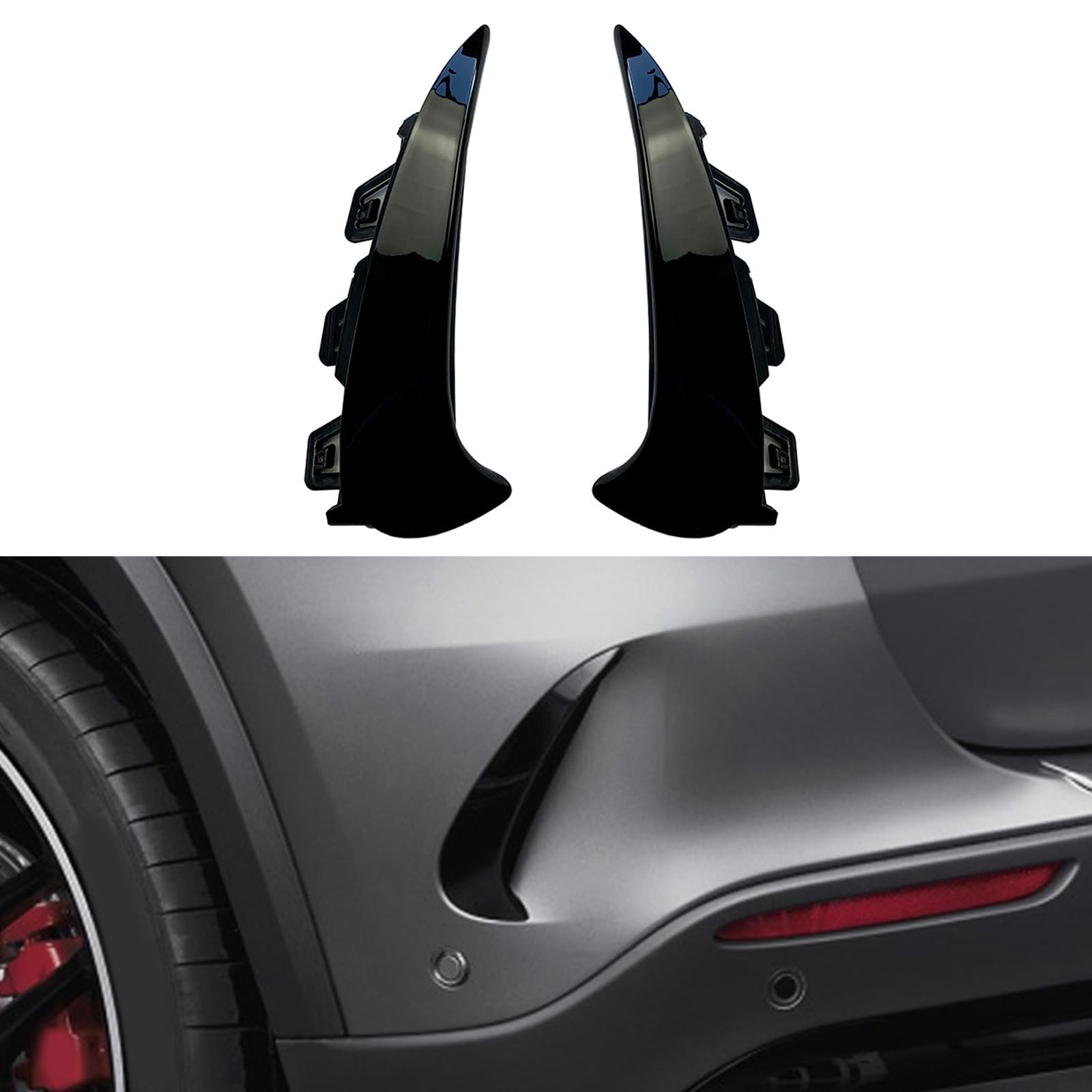 FINMOKAL Schwarzer Heckstoßstangen-Splitter, Spoiler, Canards, seitliche Lüftungsschlitz-Verkleidungen, kompatibel mit Benz GLA-Klasse GLA200 GLA260 H247 GLA35 AMG 2020+ FINMOKAL Schwarzer Heckstoßstangen-Splitter, Spoiler, Canards, seitliche Lüftungsschlitz-Verkleidungen, kompatibel mit Benz GLA-Klasse GLA200 GLA260 H247 GLA35 AMG 2020+ von FINMOKAL