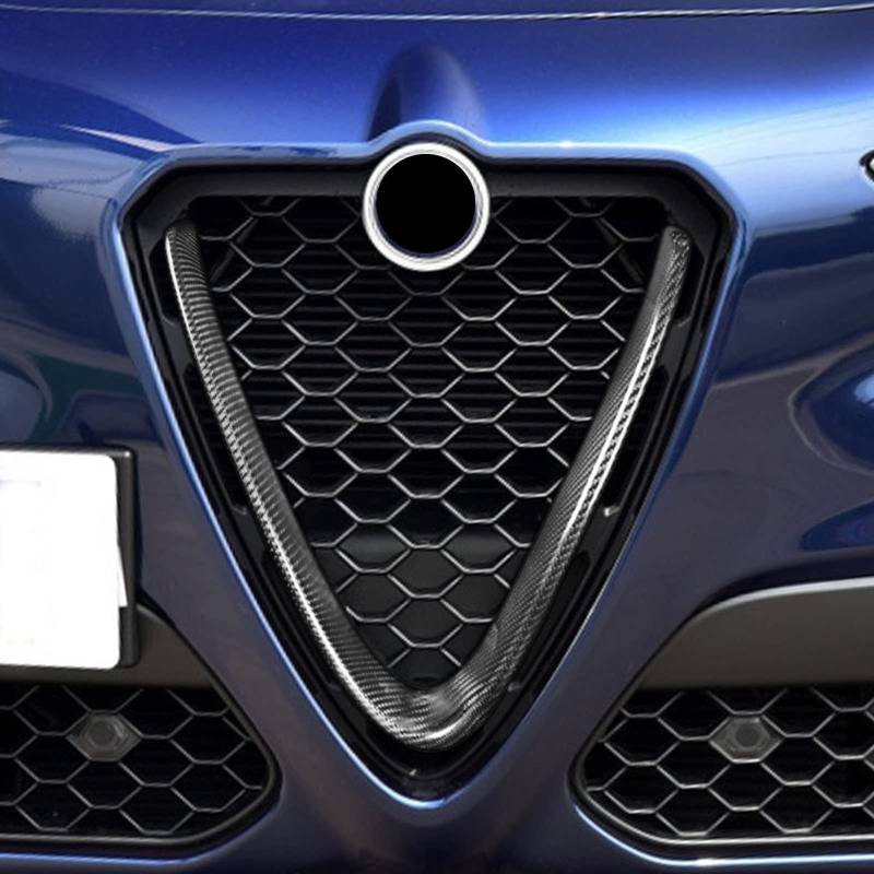 FINMOKAL V-förmige Kühlergrill-Abdeckung für Alfa Romeo Giulia 2017–2021 echte Kohlefaser von FINMOKAL