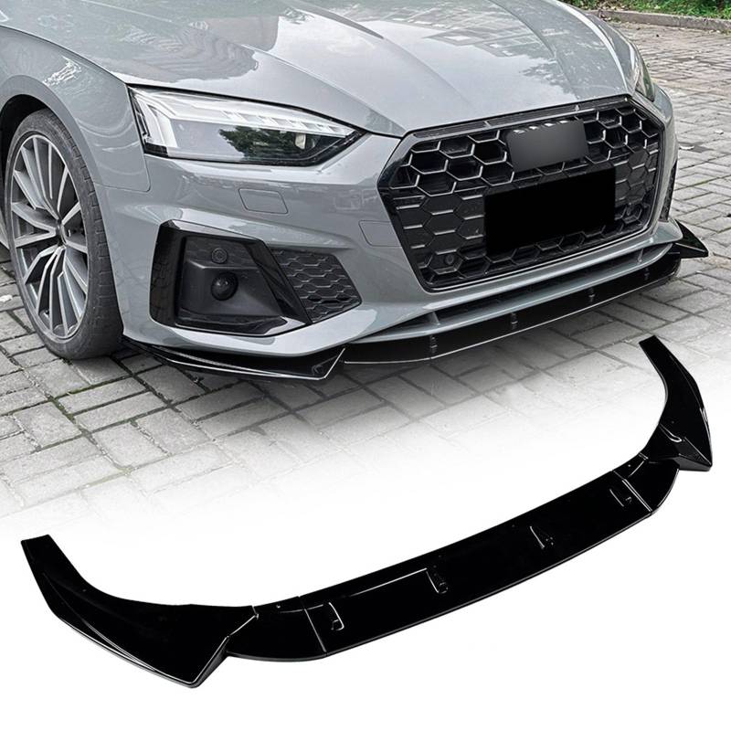 FINMOKAL Vivid Black Front Bumper Lip Air Dam Chin Spoiler Splitter Kompatibel mit Audi A5 Sline S5 8W6 2021-2024 von FINMOKAL