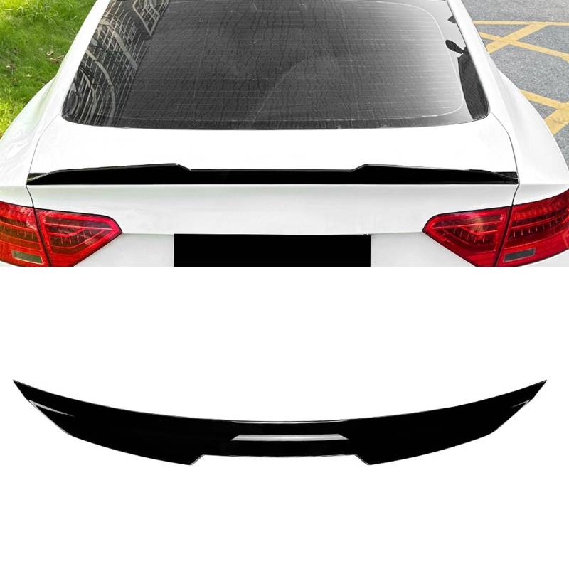 FINMOKAL schwarz glänzend, Heckspoilerlippe, kompatibel mit Audi A5 8T 4-Türer Sportback 2007-2016, PSM-Stil, Auto-Heckspoiler von FINMOKAL