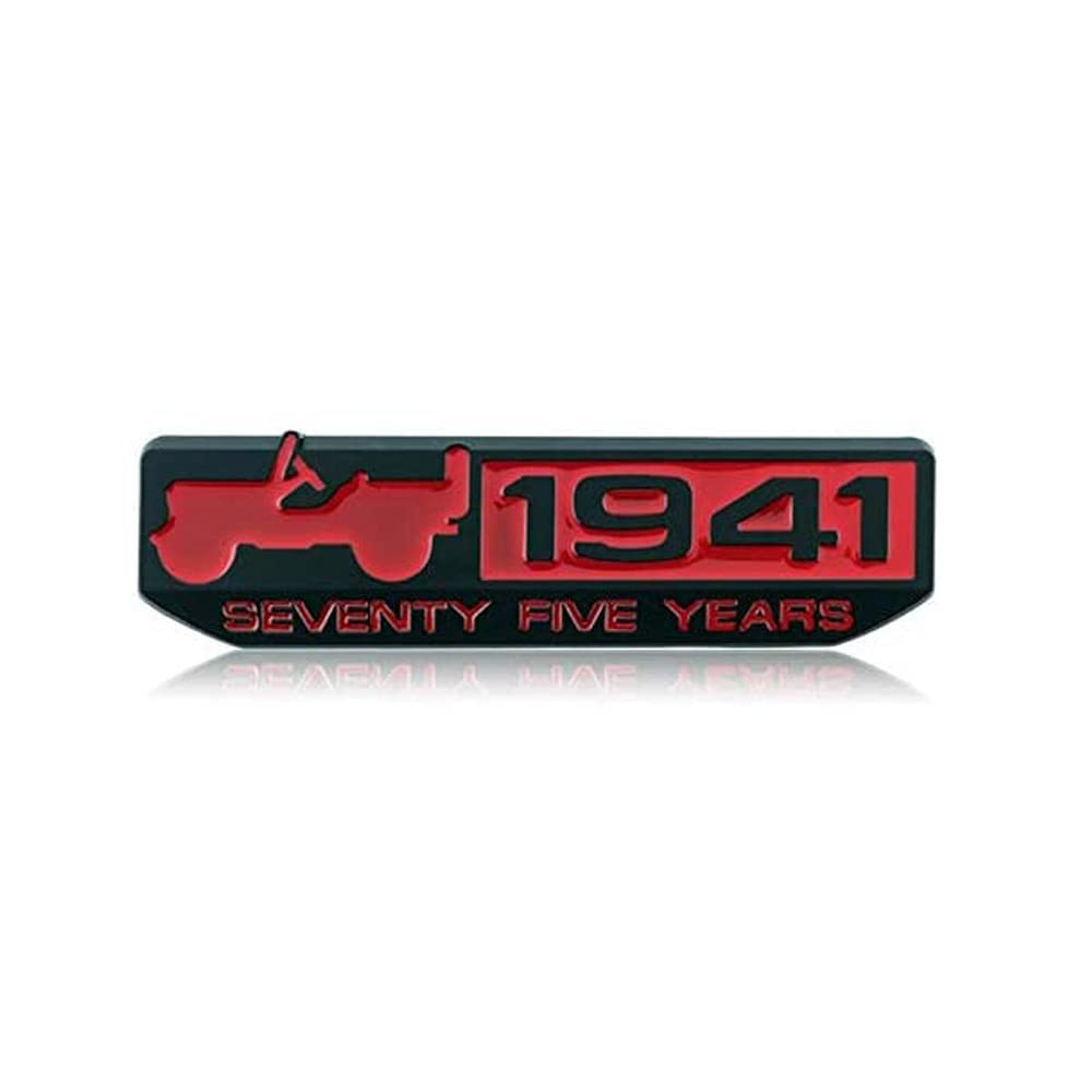 Fioly Auto-Aufkleber 3D Metall 1941 Emblem Emblem Abzeichen Aufkleber für Jeep Renegade Compass Patriot Wrangler JK Rubicon Cherokee: schwarz-rot, Frontgrill von FIOLTY