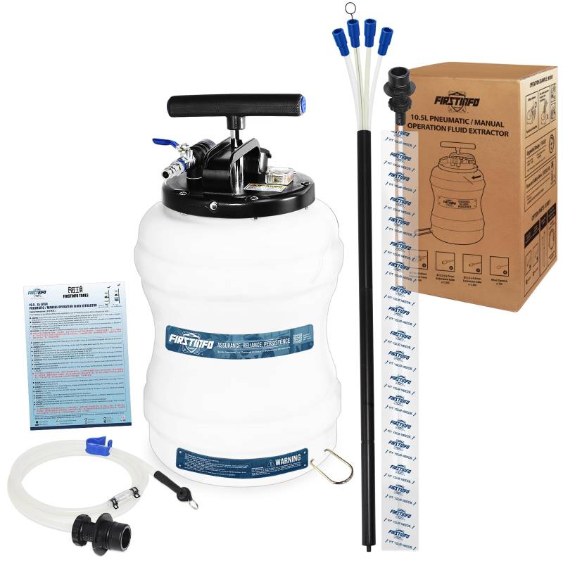FIRSTINFO A1107EU | 10,5L | Patentierte dritte Generation | Flüssigkeitsabsauger | Ölabsaugpumpe | Absaugpumpe | mit 6 Schläuchen | Pneumatisch & Manuell von FIRSTINFO TOOLS FIT YOUR NEEDS