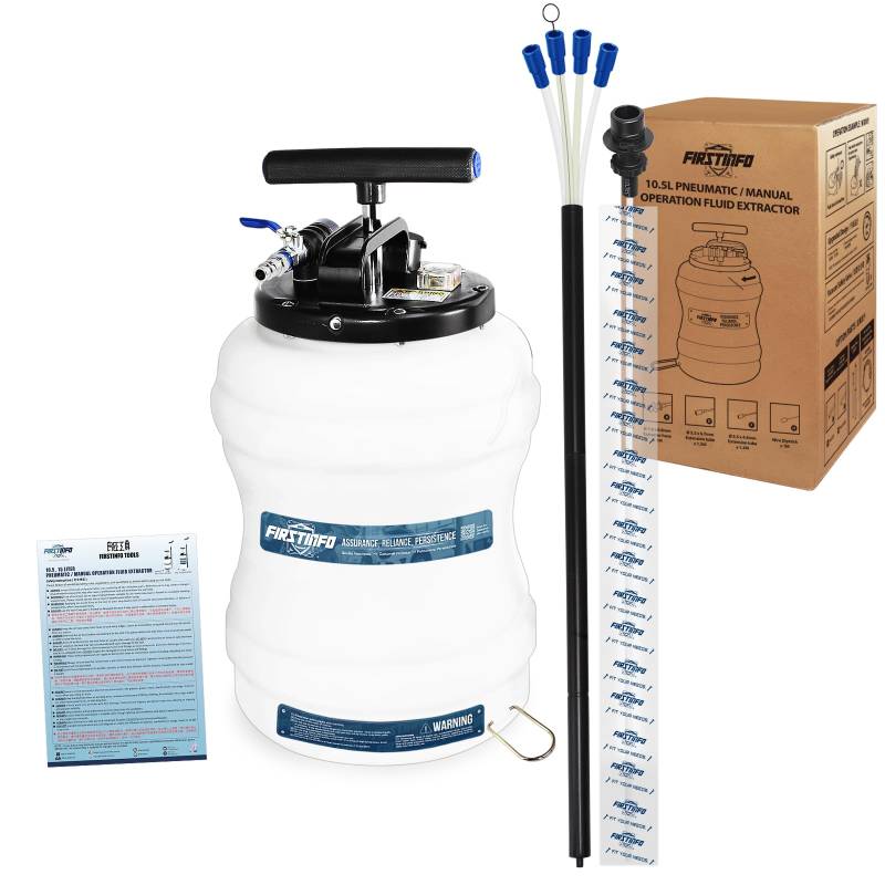 FIRSTINFO A1107EUY5 | 10,5L | Patentierte dritte Generation | Flüssigkeitsabsauger | Ölabsaugpumpe | Absaugpumpe | mit 5 Schläuchen | Pneumatisch & Manuell von FIRSTINFO TOOLS FIT YOUR NEEDS