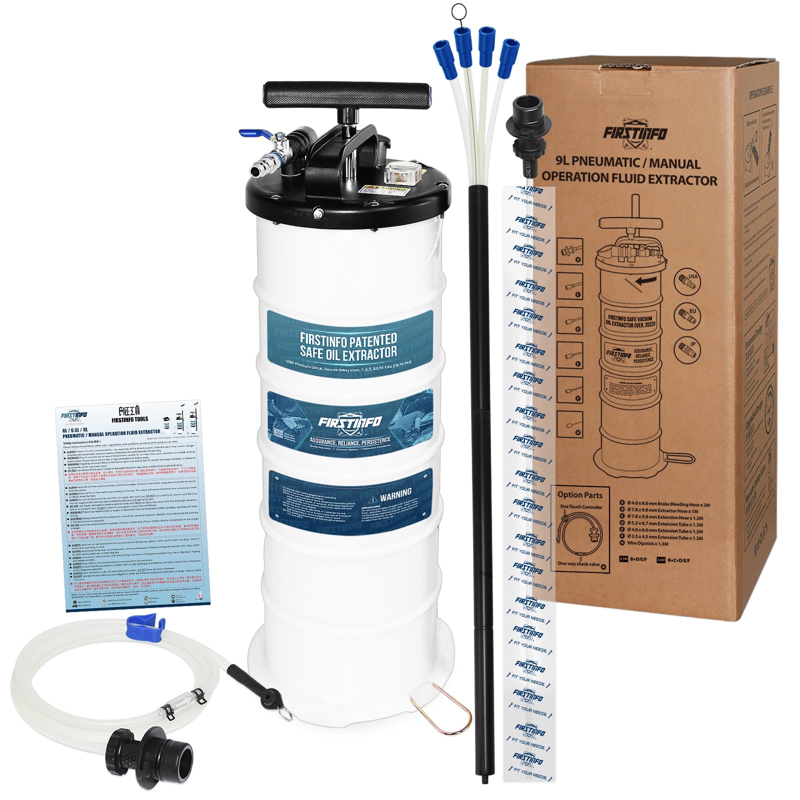 FIRSTINFO A1108EU | 9L | Patentierte dritte Generation | Flüssigkeitsabsauger | Ölabsaugpumpe | Absaugpumpe | mit 6 Schläuchen | Pneumatisch & Manuell FIRSTINFO A1108EU | 9L | Patentierte dritte Generation | Flüssigkeitsabsauger | Ölabsaugpumpe | Absaugpumpe | mit 6 Schläuchen | Pneumatisch & Manuell von FIRSTINFO TOOLS FIT YOUR NEEDS