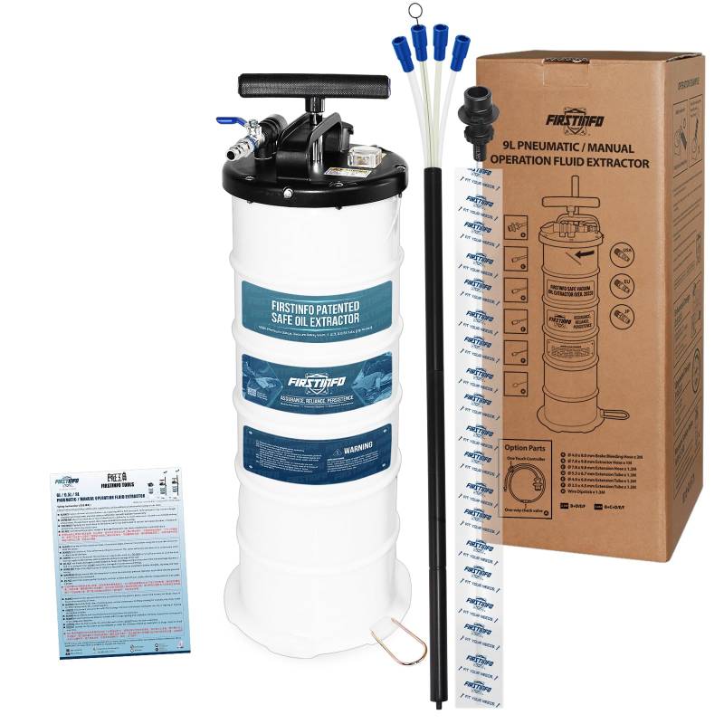 FIRSTINFO A1108EUY5 | 9L | Manuell und pneumatisch | Flüssigkeitsabsaugpumpe | Ölabsaugpumpe von FIRSTINFO TOOLS FIT YOUR NEEDS