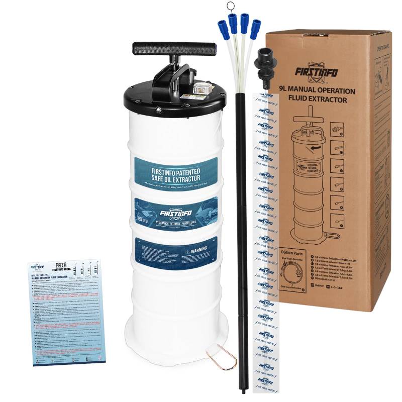 FIRSTINFO A1108H | 9L | Patentierte dritte Generation | Flüssigkeitsabsauger | Ölabsaugpumpe | Absaugpumpe | mit 5 Schläuchen | Manuell von FIRSTINFO TOOLS FIT YOUR NEEDS