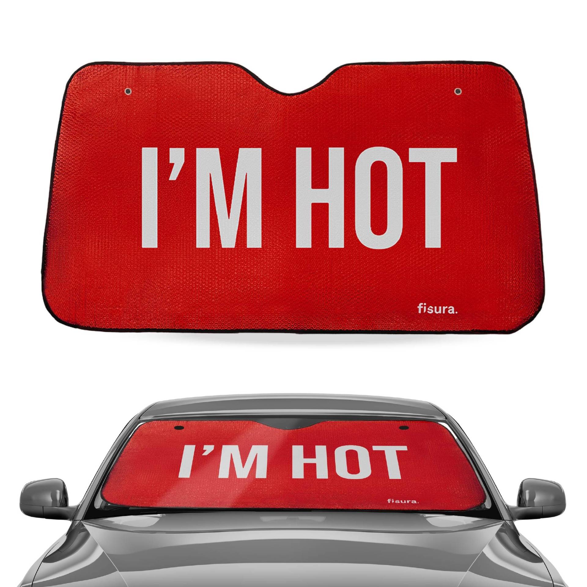 Fisura – Sonnenblende Auto vorne “I’m hot”. Roter originaler Sonnenschutz für Windschutzscheibe. Reflektierender Vorhang für Fahrzeug. Maße: 130 x 70 cm. Fisura – Sonnenblende Auto vorne “I’m hot”. Roter originaler Sonnenschutz für Windschutzscheibe. Reflektierender Vorhang für Fahrzeug. Maße: 130 x 70 cm. von FISURA