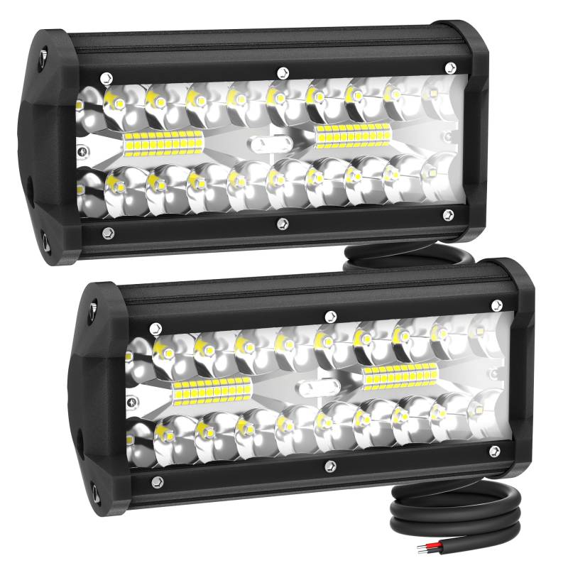 FIVMEN 2x LED Arbeitsscheinwerfer 120W 10V-30V IP65 Wasserdicht Zusatzscheinwerfer Scheinwerfer Rückfahrscheinwerfer für Auto Offroad Traktor Bagger Kaltweiß von FIVMEN