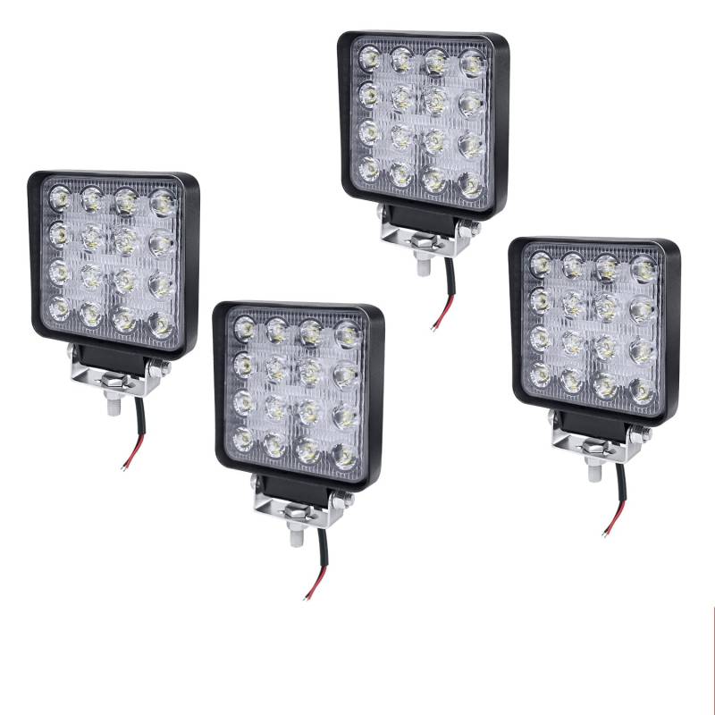 FIVMEN 4x48W LED Arbeitsscheinwerfer Quadrat 12V 24V LED Offroad Zusatzscheinwerfer Scheinwerfer Rückfahrscheinwerfer IP67 Wasserdicht Flutlicht Arbeitslicht für Auto Traktor Trecker Bagger von FIVMEN