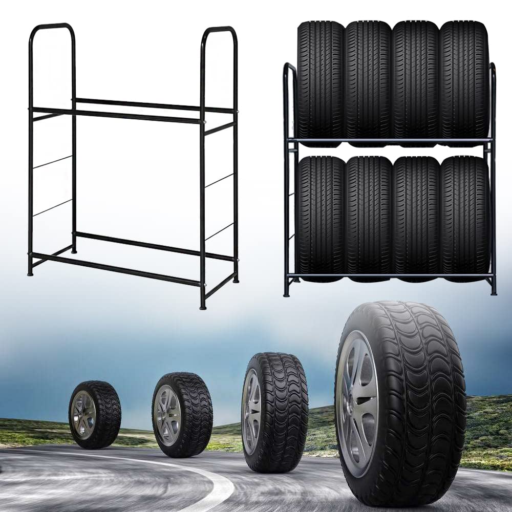 FIVMEN Reifenregal Reifenständer 8 Reifen, mit 2 Ebenen Autoreifen Regal 107x46cm Felgenbaum, Max bis 200KG FIVMEN Reifenregal Reifenständer 8 Reifen, mit 2 Ebenen Autoreifen Regal 107x46cm Felgenbaum, Max bis 200KG von FIVMEN
