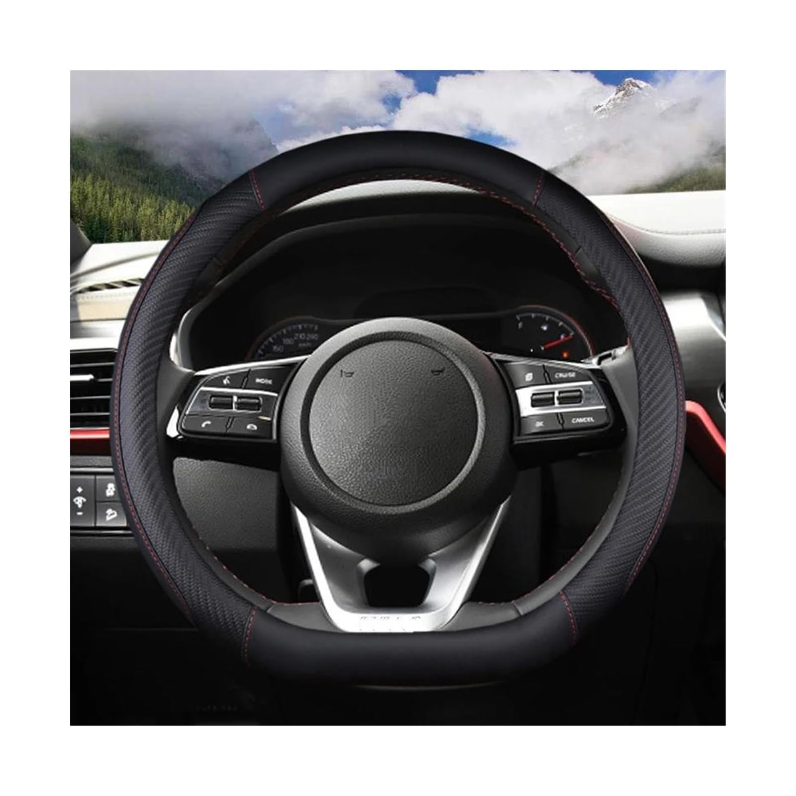D Form Auto Lenkrad Abdeckung Mikrofaser Leder Auto Zubehör Für Kia Für Sportage 5 GT-Linie 2021 2022 Für Sportage 2022 2023 Auto lenkradbezug(Schwarz) von FIXCOR