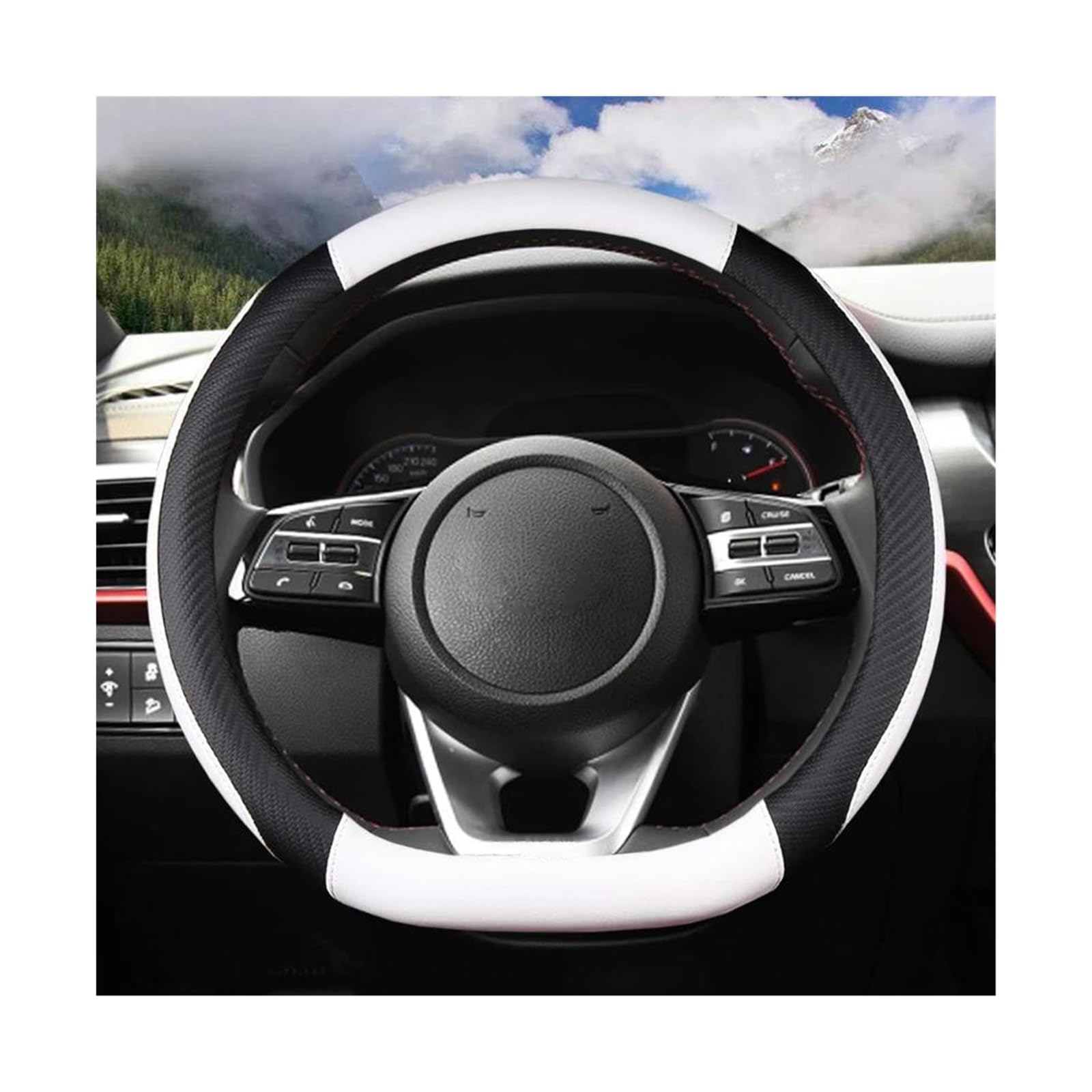 D Form Auto Lenkrad Abdeckung Mikrofaser Leder Auto Zubehör Für Kia Für Sportage 5 GT-Linie 2021 2022 Für Sportage 2022 2023 Auto lenkradbezug(Weiss) von FIXCOR