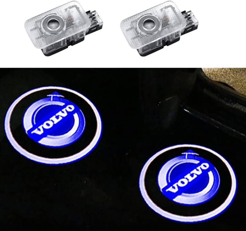FIXCOR 2Pcs Auto Türbeleuchtung Willkommen Lights für Volvo V40 V60 S60 S80 XC60 XC90, HD LED Einstiegsbeleuchtung Projektor Beleuchtung Autozubehör von FIXCOR