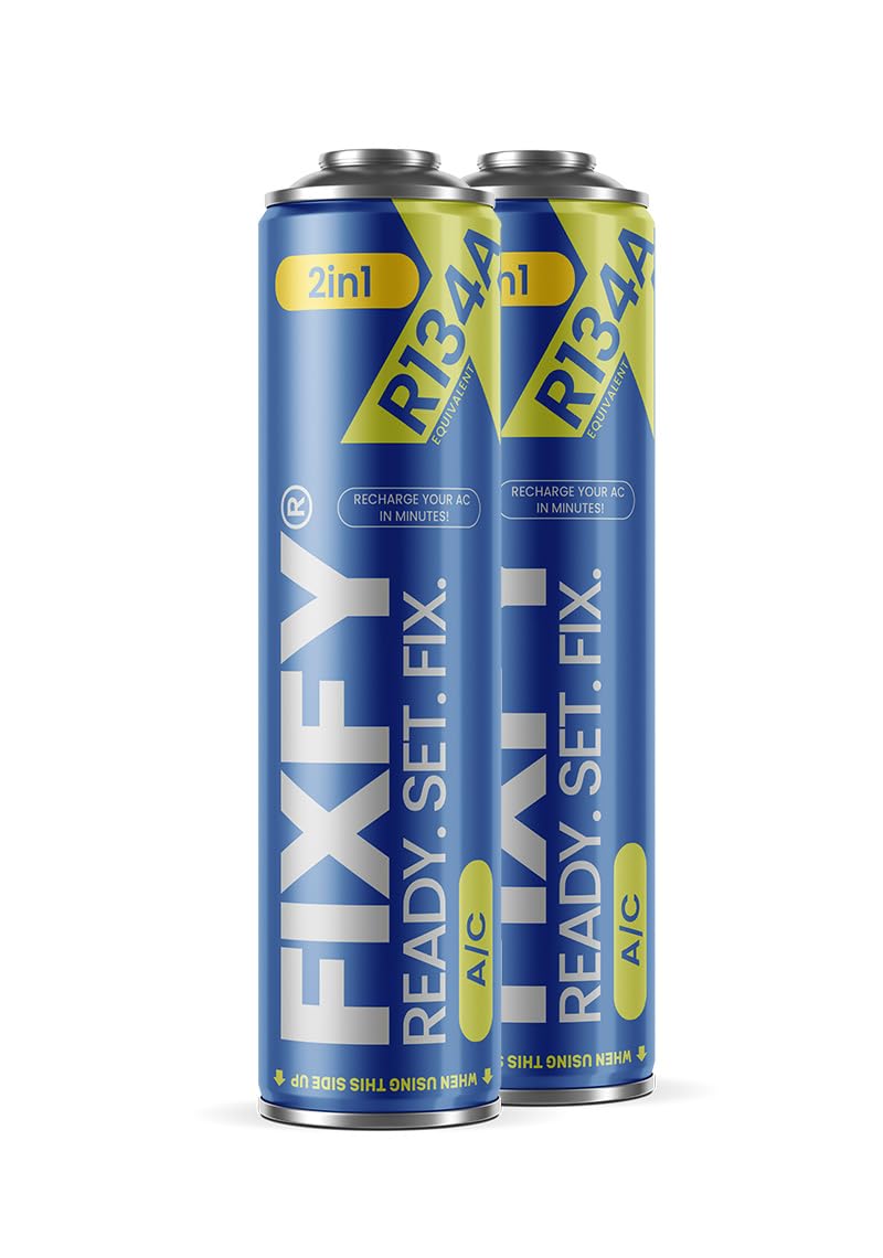 FIXFY 2 in 1 – 2X R134a Gaswechsel mit Öl – Set für Klimaanlagen 2X 500 ml, Selbstbefüllung der Klimaanlage in Autos 1995–2016 FIXFY 2 in 1 – 2X R134a Gaswechsel mit Öl – Set für Klimaanlagen 2X 500 ml, Selbstbefüllung der Klimaanlage in Autos 1995–2016 von FIXFY