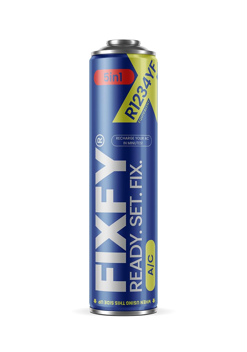 FIXFY 5in1 – Ersatz-Kältemittel-Set R1234YF: Komplettlösung für Auto-Klimaanlagen ab 2017 (Öl, Trocknungsmittel, Dichtmittel, UV-Farbstoff, 500 ml Dose) von FIXFY