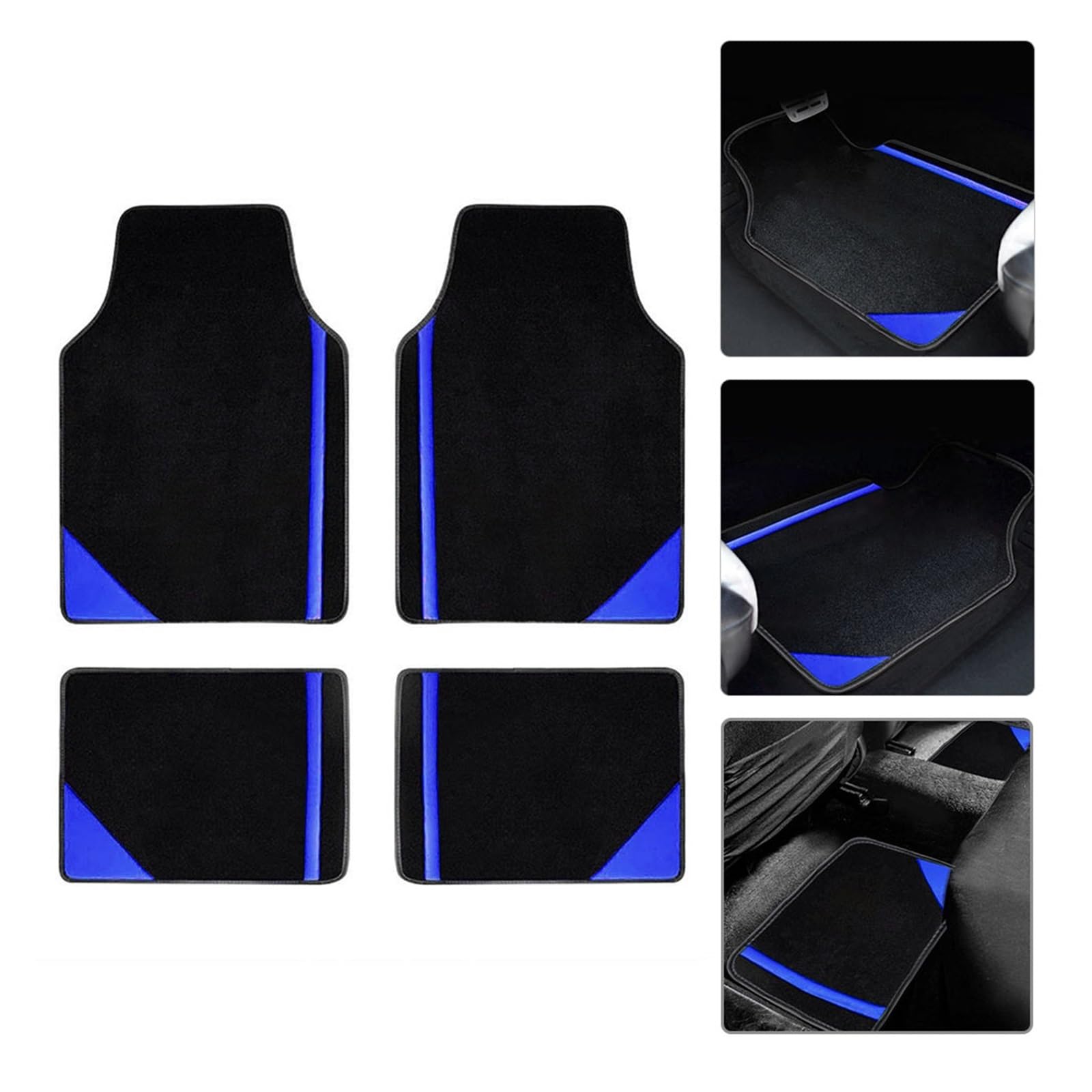 Fahrermatte Auto Fußmatten 4 Stück Auto-Fußmatten Universeller Teppich Komplettes Set Autozubehör Automobil-Fußpolster Matten Auto-Fußmatten(Blue 2) von FIYFIOW