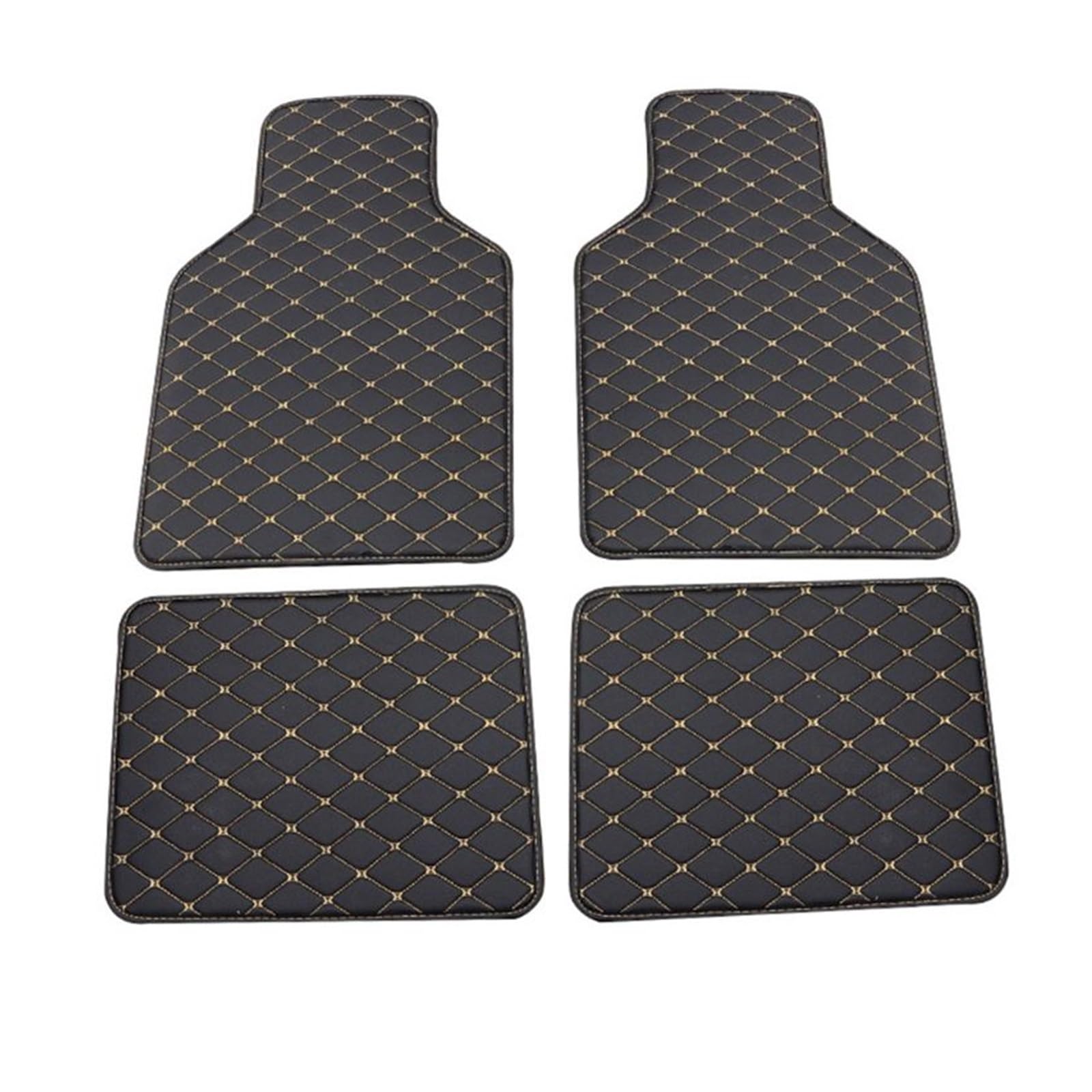 Fahrermatte Auto Fußmatten 4pc Universal PU Leder Auto Boden Matte Nicht-Slip Teppich wasserdichte Fuß Pads Schutz Fahrzeug Innen Form(Black-Beige) von FIYFIOW