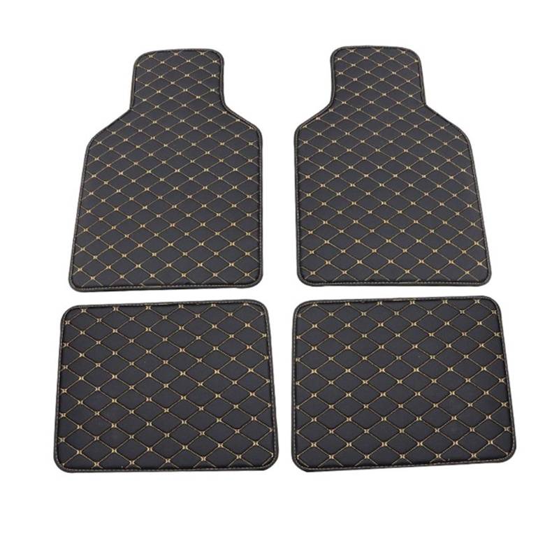 Fahrermatte Auto Fußmatten 4pc Universal PU Leder Auto Boden Matte Nicht-Slip Teppich wasserdichte Fuß Pads Schutz Fahrzeug Innen Form(Black-Beige) von FIYFIOW