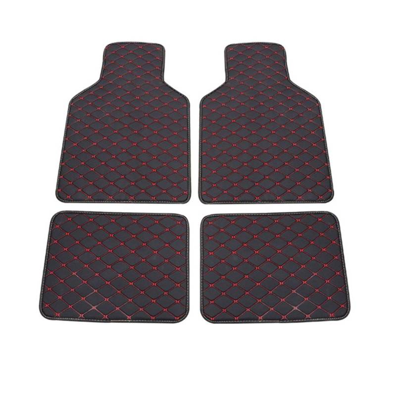 Fahrermatte Auto Fußmatten 4pc Universal PU Leder Auto Boden Matte Nicht-Slip Teppich wasserdichte Fuß Pads Schutz Fahrzeug Innen Form(Black-Red) von FIYFIOW