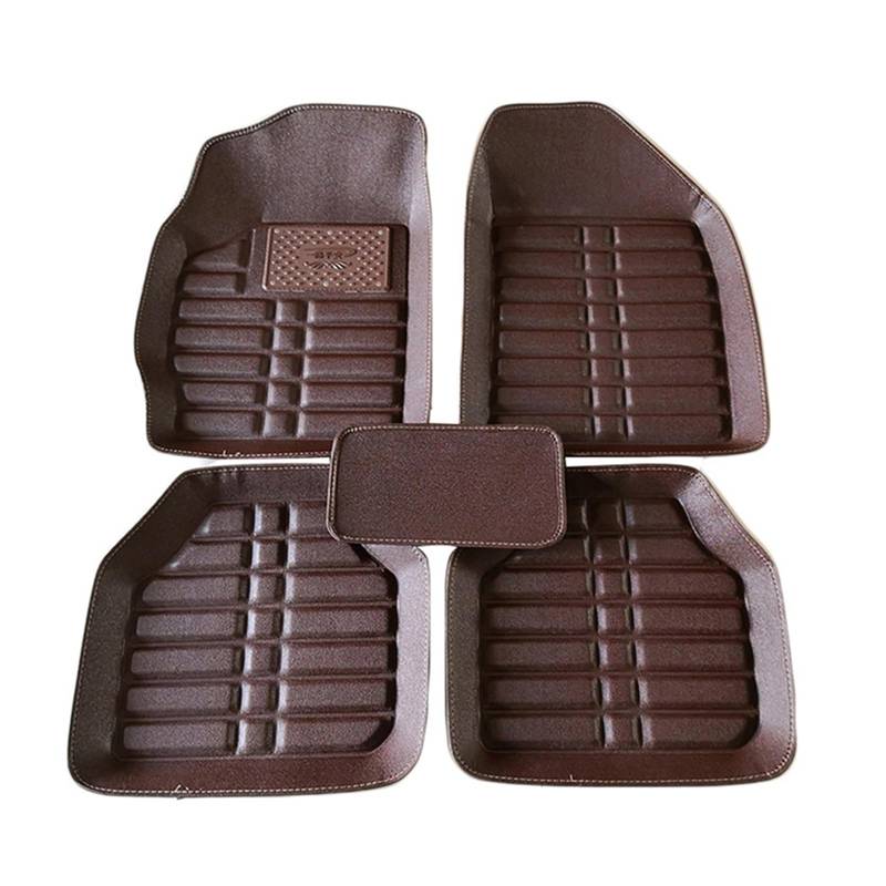 Fahrermatte Auto Fußmatten 5 Teile/Satz Universal Auto Fußmatten Innen Teile Teppiche Teppich Teppich Gestreiften Pad Seide Ring Fuß Pad Für Auto Zubehör Styling(Coffee) von FIYFIOW