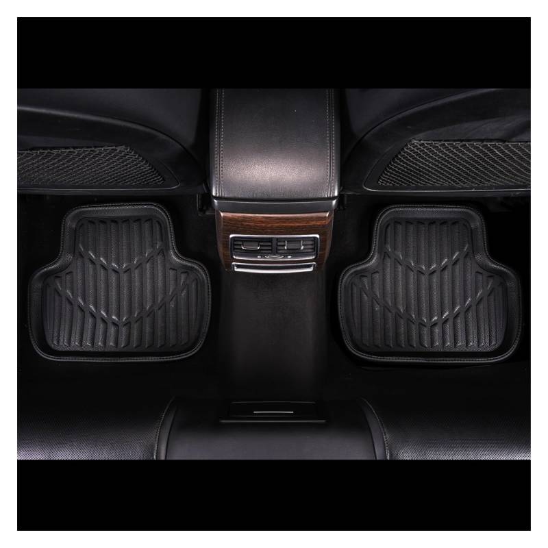 Fahrermatte Auto Fußmatten Auto Fußmatten Auto Zubehör Schwarz Rot Fuß Pads Wasserdicht Anti Schmutzig Universal Leder PVC Für Alle Autos(Black Back 2pc) von FIYFIOW