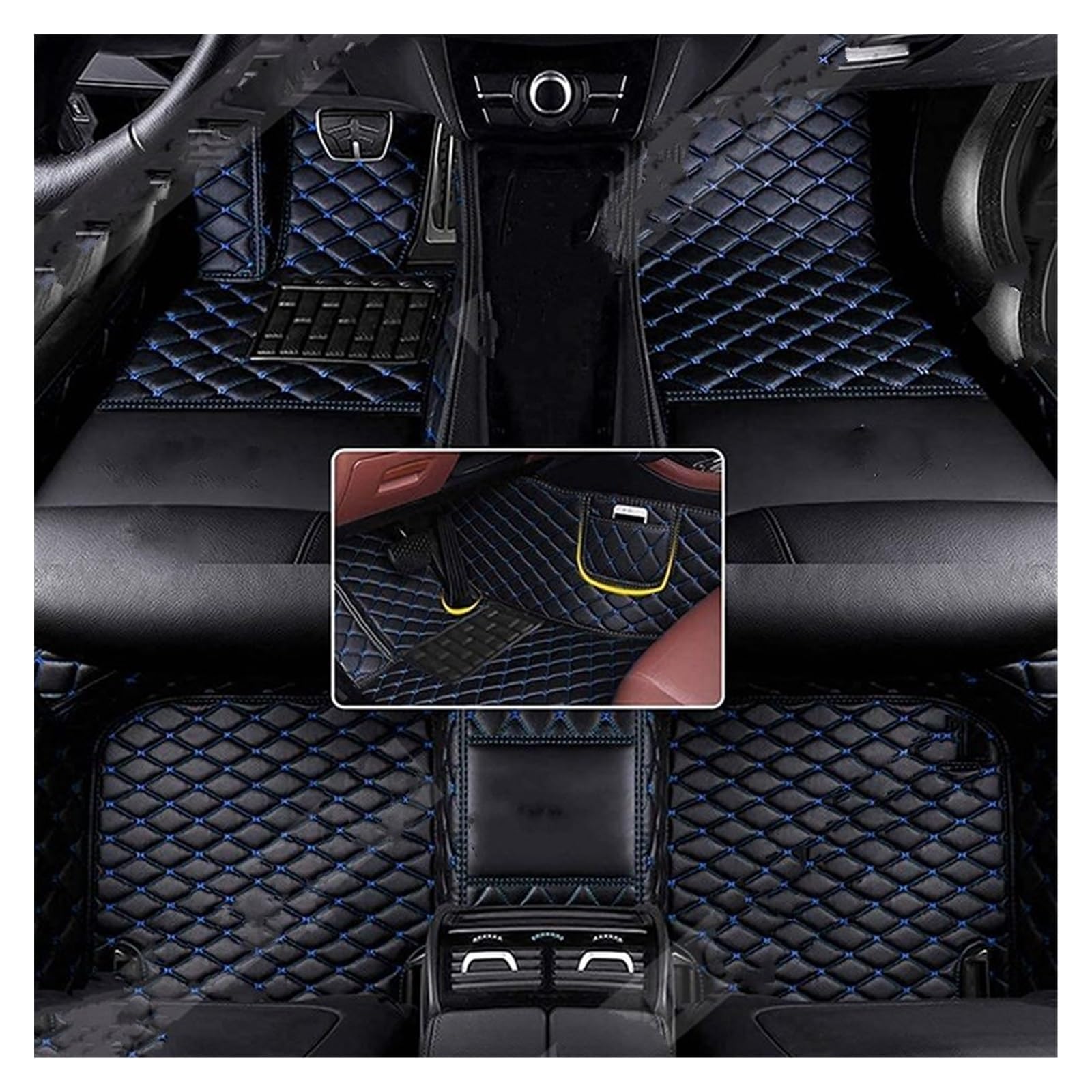 Fahrermatte Auto Fußmatten Auto-Fußmatten Für A1 A3 A4 A5 A6 A7 A8 TT TTS Q2 Q3 Q5 Q7 Q8 E-tron Q4 E-tron 2000-2023 2022 2021 2020 2019 2018 2017(Black Blue line) von FIYFIOW