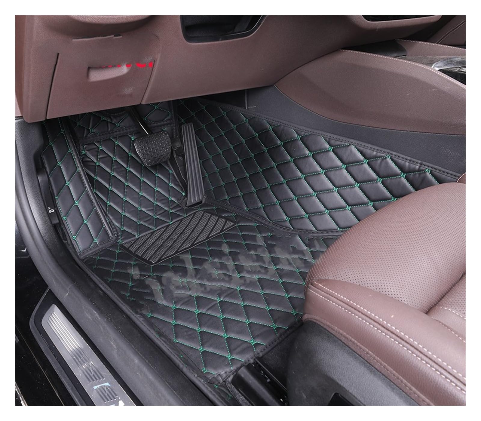 Fahrermatte Auto Fußmatten Auto Teppich Teppich Zubehör Custom Auto Boden Matte Für Megane Alle Modell Für Megane 2 3 4 CC RS265 Styling Innen Teile(Black Green Driver) von FIYFIOW