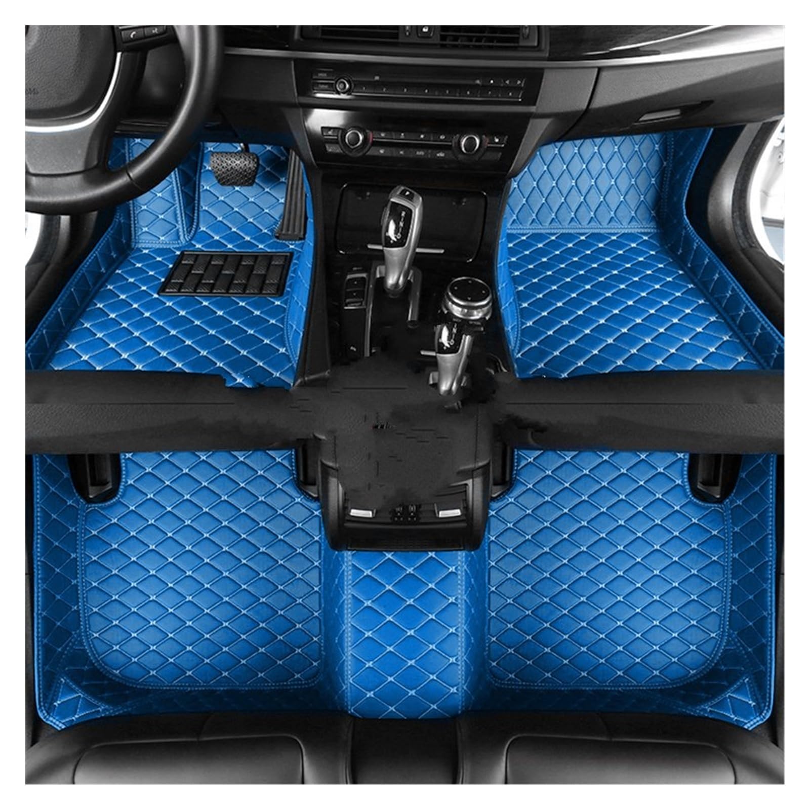 Fahrermatte Auto Fußmatten Benutzerdefinierte Leder Auto Fußmatten Für FIAT Für Abarth 595 2012~2018 2019 2020 2021 2022 Teppich Teppiche Fuß Pads Innen Zubehör(Royal Blue) von FIYFIOW