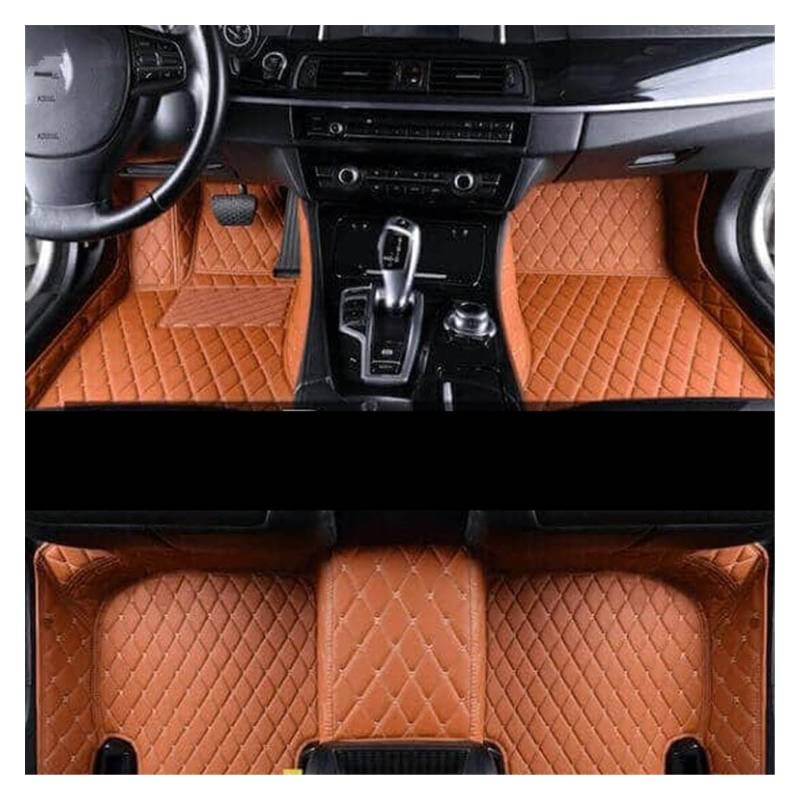 Fahrermatte Auto Fußmatten Benutzerdefinierte Leder Auto Fußmatten Für Hyundai HB20 2013 2014 2015 2016 2017 2018 2019 Zubehör Leder Boden Matte Innen 5 Sitze(Braun) von FIYFIOW