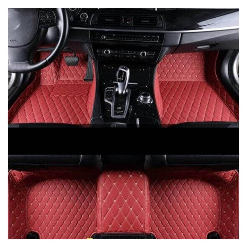 Fahrermatte Auto Fußmatten Benutzerdefinierte Leder Auto Fußmatten Für Hyundai HB20 2013 2014 2015 2016 2017 2018 2019 Zubehör Leder Boden Matte Innen 5 Sitze(Maroon) von FIYFIOW