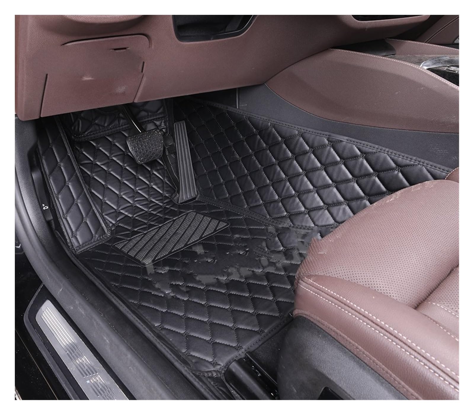Fahrermatte Auto Fußmatten Custom Carpets Auto-Fußmatte Für 5er-Serie Alle Modelljahre E34 E39 E60 E61 F07 F10 F11 F18 G30 F90 G31 G38 Autozubehör(All Black Driver) von FIYFIOW