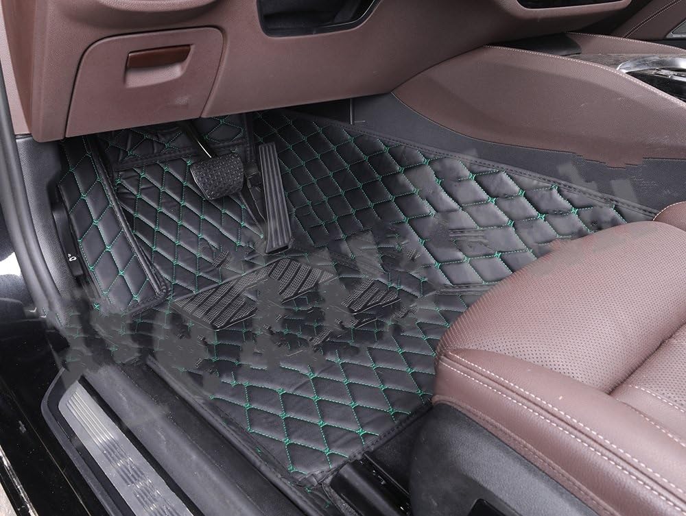 Fahrermatte Auto Fußmatten Für 5er E34 E39 E60 E61 F07 F10 F11 F18 G30 F90 G31 G38 Auto-Fußmatten Alle Modelle Individuelles Zubehör(1 Black Green Front) von FIYFIOW