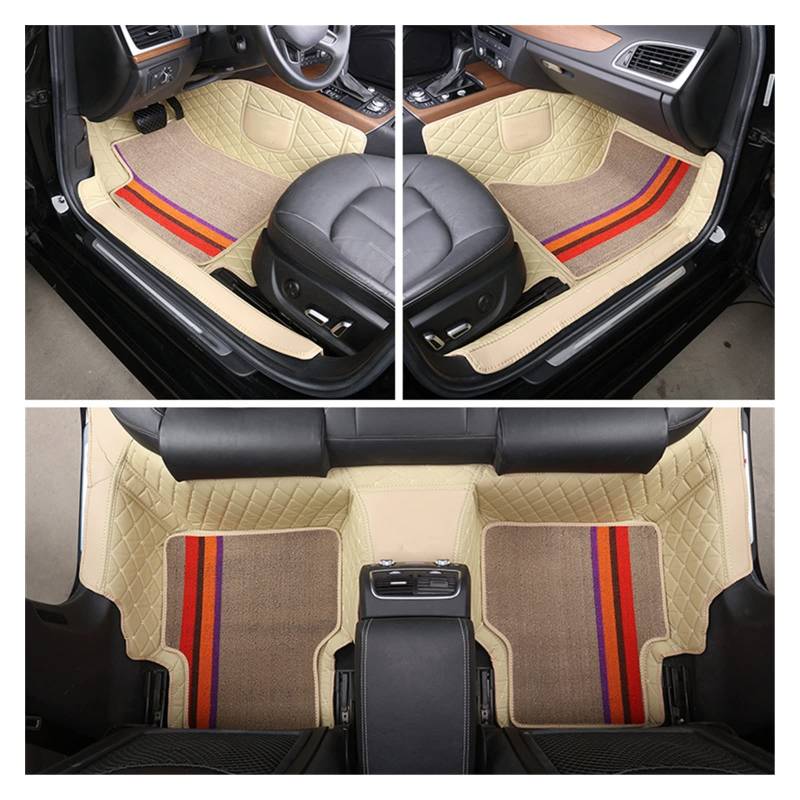 Fahrermatte Auto Fußmatten Für 98% 2 Reihen Fünf Sitze Über Mit Links- Als Auch Rechtsantrieb Individuelles Zubehör Für Auto-Fußmatten Innenausstattung Aus ECO-Material(Beige) von FIYFIOW